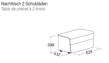 Nachttisch FLY mit 2 Schubladen