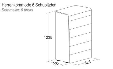 Herrenkommode FLY mit 6 Schubladen