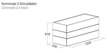 Kommode MAVERIK mit 3 Schubladen bicolor
