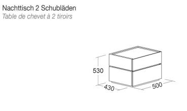 Nachttisch MAVERIK mit 2 Schubladen bicolor