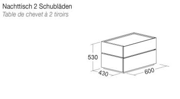 Nachttisch MAVERIK mit 2 Schubladen bicolor