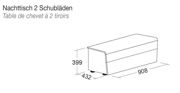 Nachttisch FLY mit 2 Schubladen