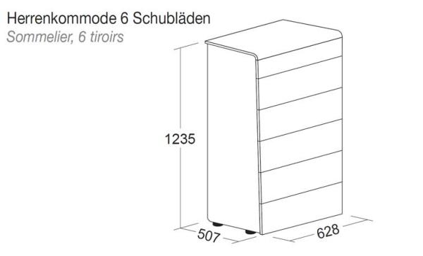 Herrenkommode FLY mit 6 Schubladen