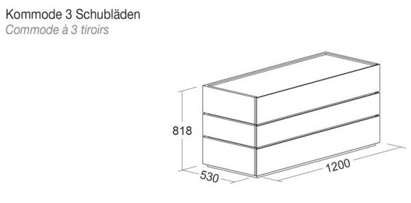 Kommode MAVERIK mit 3 Schubladen bicolor