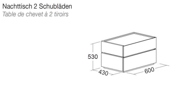 Nachttisch MAVERIK mit 2 Schubladen bicolor